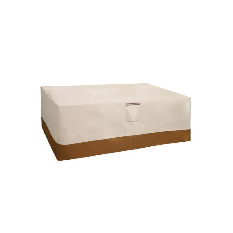 Beige, Brown Rectangular Patio Table Cover FredCo