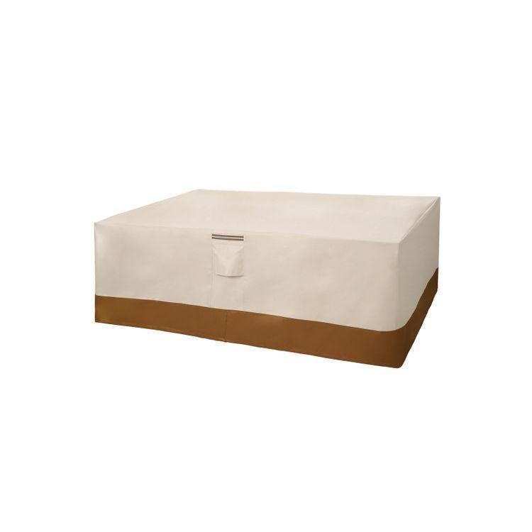 Beige, Brown Rectangular Patio Table Cover FredCo
