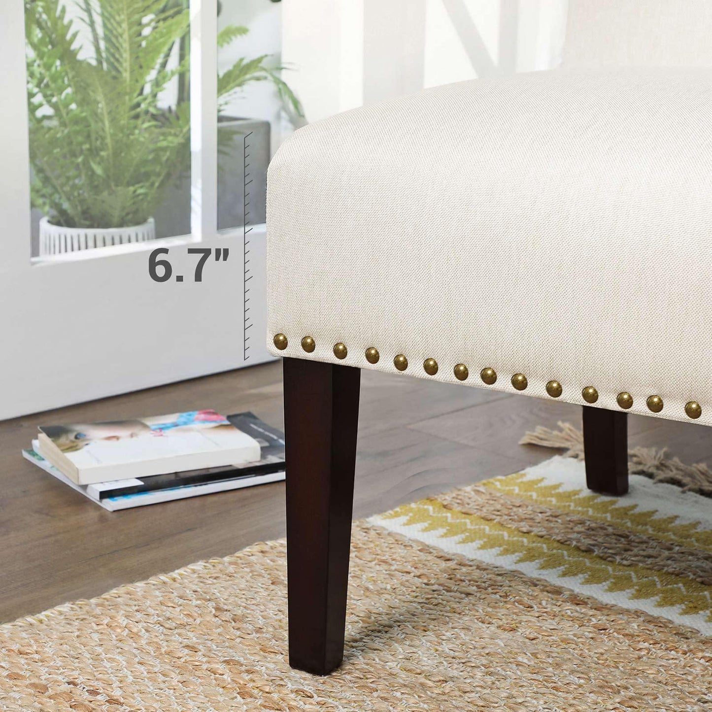 Beige Slipper Chair with Fabric Cover FredCo