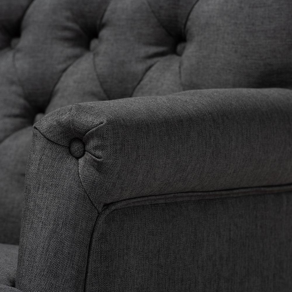 Belan Classic and Traditional Gray Fabric Upholstered Button Tufted Armchair FredCo