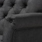 Belan Classic and Traditional Gray Fabric Upholstered Button Tufted Armchair FredCo