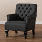Belan Classic and Traditional Gray Fabric Upholstered Button Tufted Armchair FredCo