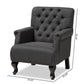 Belan Classic and Traditional Gray Fabric Upholstered Button Tufted Armchair FredCo