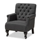 Belan Classic and Traditional Gray Fabric Upholstered Button Tufted Armchair FredCo