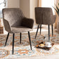 Belen Modern and Contemporary Grey and Brown Imitation Leather Upholstered 2-Piece Metal Dining Chair Set FredCo