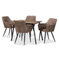 Belen Modern Transitional Grey Faux Leather Effect Fabric Upholstered and Black Metal 5-Piece Dining Set FredCo
