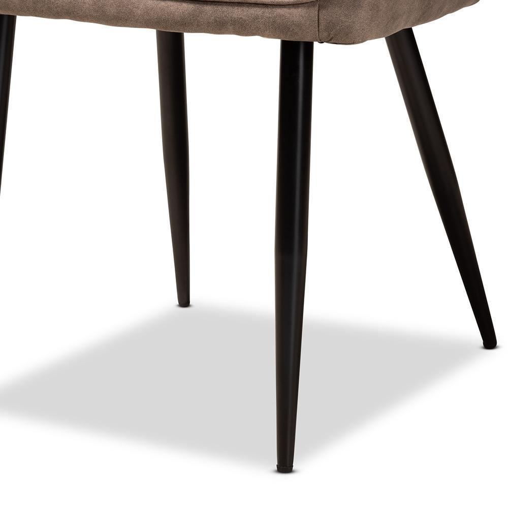 Belen Modern Transitional Grey Faux Leather Effect Fabric Upholstered and Black Metal 5-Piece Dining Set FredCo