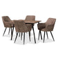 Belen Modern Transitional Grey Faux Leather Effect Fabric Upholstered and Black Metal 5-Piece Dining Set FredCo