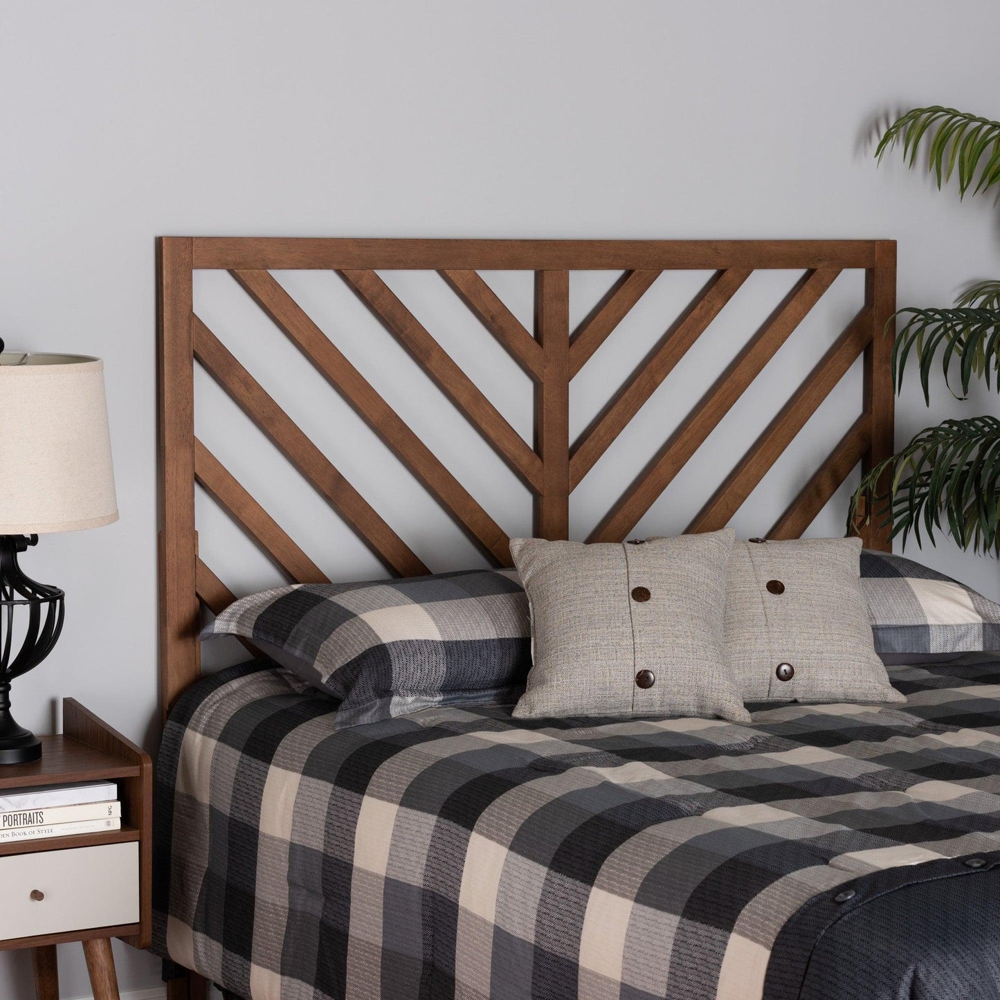 Belisma Modern and Contemporary Ash Walnut Finished Wood King Size Headboard FredCo