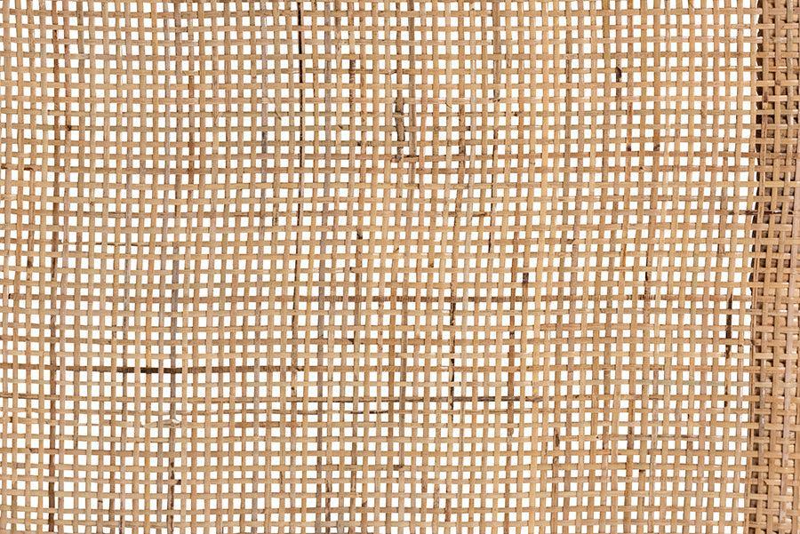 Bella Modern Bohemian Natural Brown Mahogany Wood and Natural Rattan 1-Drawer Nightstand FredCo