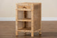 Bella Modern Bohemian Natural Brown Mahogany Wood and Natural Rattan 1-Drawer Nightstand FredCo