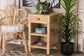 Bella Modern Bohemian Natural Brown Mahogany Wood and Natural Rattan 1-Drawer Nightstand FredCo