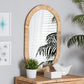 Bella Modern Bohemian Natural Brown Mahognay Wood and Natural Rattan Oval Mirror FredCo