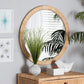 Bella Modern Bohemian Natural Brown Mahognay Wood and Natural Rattan Round Mirror FredCo