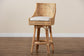 Bella Modern Bohemian Natural Brown Rattan Bar Stool FredCo