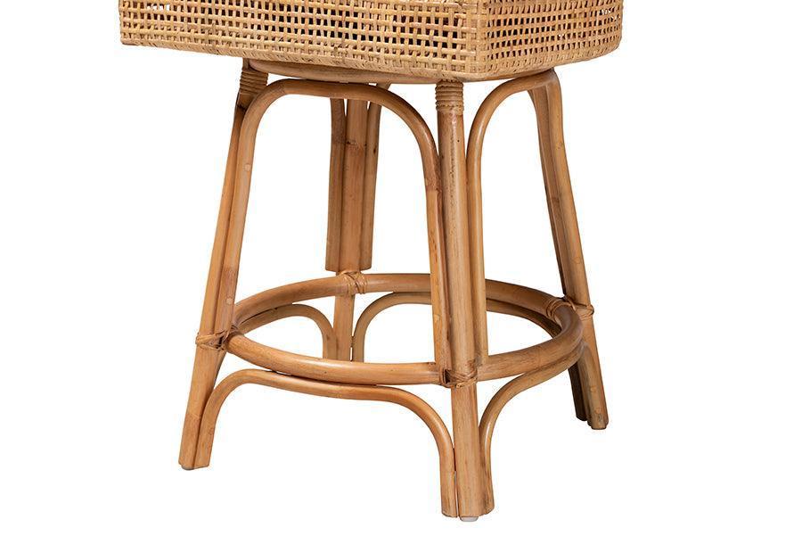Bella Modern Bohemian Natural Brown Rattan Counter Stool FredCo