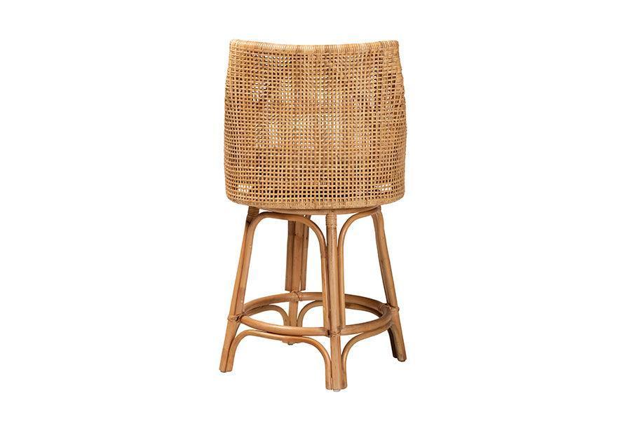 Bella Modern Bohemian Natural Brown Rattan Counter Stool FredCo