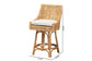 Bella Modern Bohemian Natural Brown Rattan Counter Stool FredCo