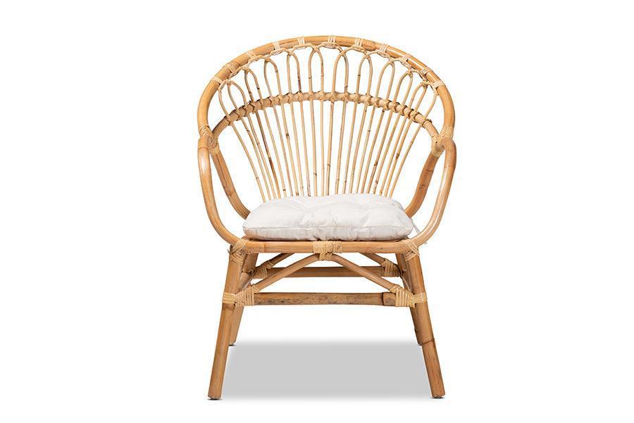 Benicia Modern Bohemian Natural Brown Rattan Dining Chair FredCo
