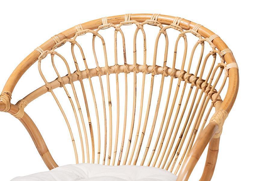 Benicia Modern Bohemian Natural Brown Rattan Dining Chair FredCo