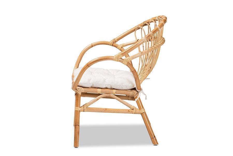 Benicia Modern Bohemian Natural Brown Rattan Dining Chair FredCo