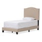 Benjamin Modern and Contemporary Beige Linen Upholstered Twin Size Arched Bed with Nail Heads FredCo