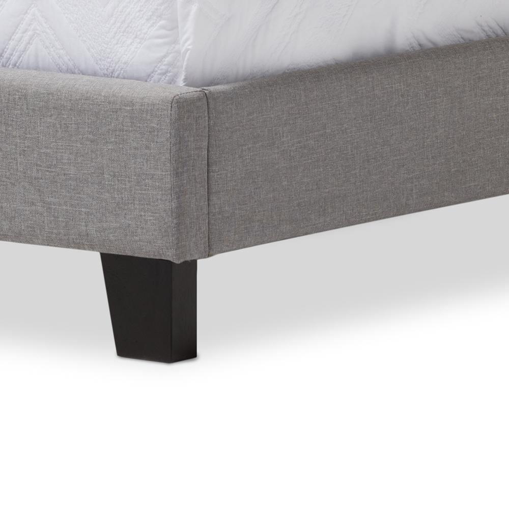 Benjamin Modern and Contemporary Grey Fabric Upholstered Twin Size Arched Bed with Nail Heads FredCo