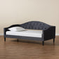 Benjamin Modern and Contemporary Grey Velvet Fabric Upholstered and Dark Brown Finished Wood Full Size Daybed FredCo