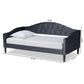 Benjamin Modern and Contemporary Grey Velvet Fabric Upholstered and Dark Brown Finished Wood Full Size Daybed FredCo