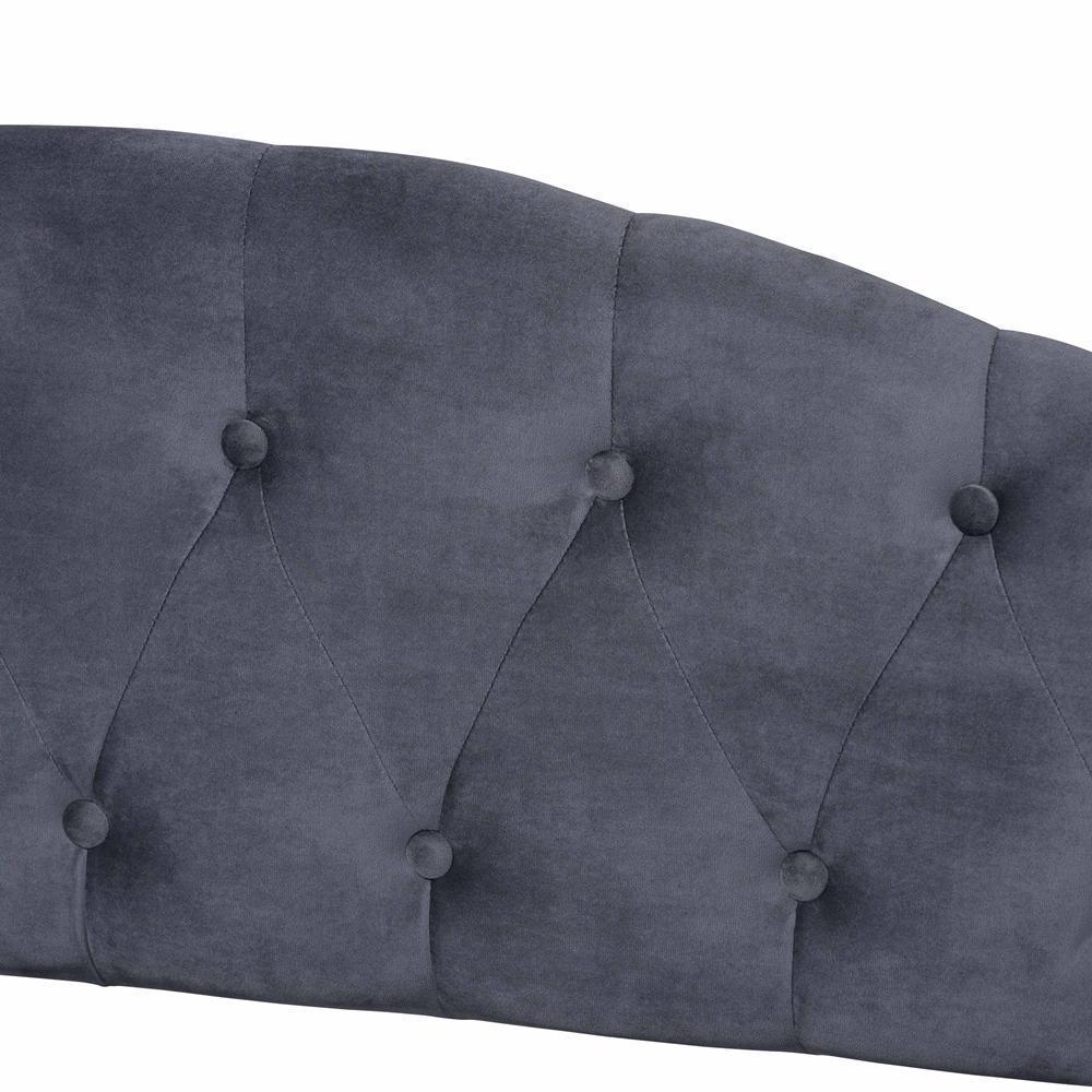 Benjamin Modern and Contemporary Grey Velvet Fabric Upholstered and Dark Brown Finished Wood Twin Size Daybed FredCo