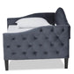 Benjamin Modern and Contemporary Grey Velvet Fabric Upholstered and Dark Brown Finished Wood Twin Size Daybed FredCo