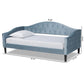 Benjamin Modern and Contemporary Light Blue Velvet Fabric Upholstered and Dark Brown Finished Wood Twin Size Daybed FredCo