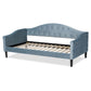 Benjamin Modern and Contemporary Light Blue Velvet Fabric Upholstered and Dark Brown Finished Wood Twin Size Daybed FredCo