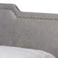 Benjen Modern and Contemporary Glam Grey Velvet Fabric Upholstered Full Size Panel Bed FredCo
