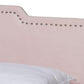 Benjen Modern and Contemporary Glam Light Pink Velvet Fabric Upholstered Full Size Panel Bed FredCo