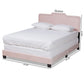 Benjen Modern and Contemporary Glam Light Pink Velvet Fabric Upholstered Queen Size Panel Bed FredCo