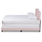 Benjen Modern and Contemporary Glam Light Pink Velvet Fabric Upholstered Queen Size Panel Bed FredCo