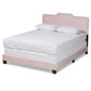 Benjen Modern and Contemporary Glam Light Pink Velvet Fabric Upholstered Queen Size Panel Bed FredCo