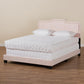 Benjen Modern and Contemporary Glam Light Pink Velvet Fabric Upholstered Queen Size Panel Bed FredCo