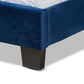Benjen Modern and Contemporary Glam Navy Blue Velvet Fabric Upholstered Full Size Panel Bed FredCo