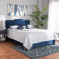 Benjen Modern and Contemporary Glam Navy Blue Velvet Fabric Upholstered Full Size Panel Bed FredCo