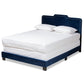 Benjen Modern and Contemporary Glam Navy Blue Velvet Fabric Upholstered Full Size Panel Bed FredCo