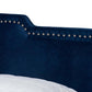 Benjen Modern and Contemporary Glam Navy Blue Velvet Fabric Upholstered Full Size Panel Bed FredCo