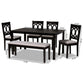 Bennett Modern and Contemporary Grey Fabric Upholstered and Dark Brown Finished Wood 6-Piece Dining Set FredCo