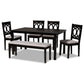 Bennett Modern and Contemporary Grey Fabric Upholstered and Dark Brown Finished Wood 6-Piece Dining Set FredCo