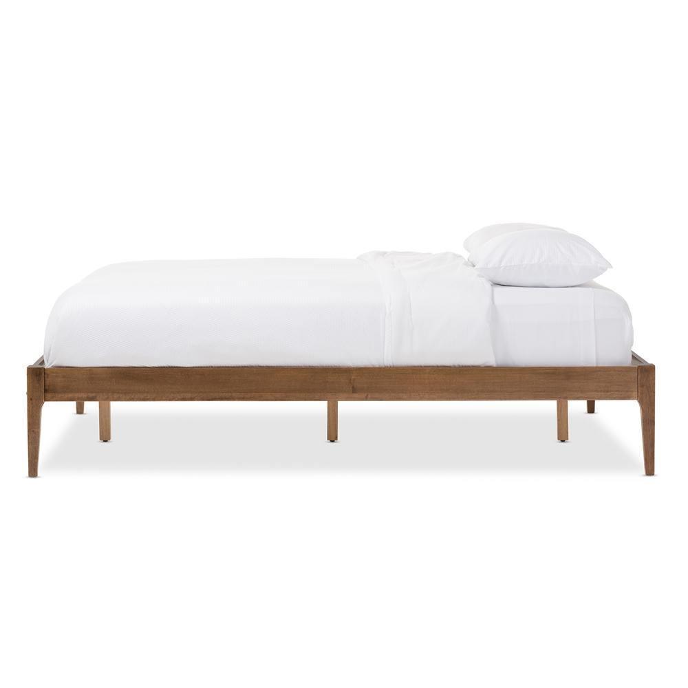 Bentley Mid-Century Modern Walnut Finishing Solid Wood Queen Size Bed Frame FredCo