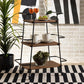 Bernard Rustic Industrial Black Metal and Walnut Finished Wood 3-Tier Small Mobile Wine Bar Cart FredCo