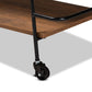 Bernard Rustic Industrial Black Metal and Walnut Finished Wood 3-Tier Small Mobile Wine Bar Cart FredCo