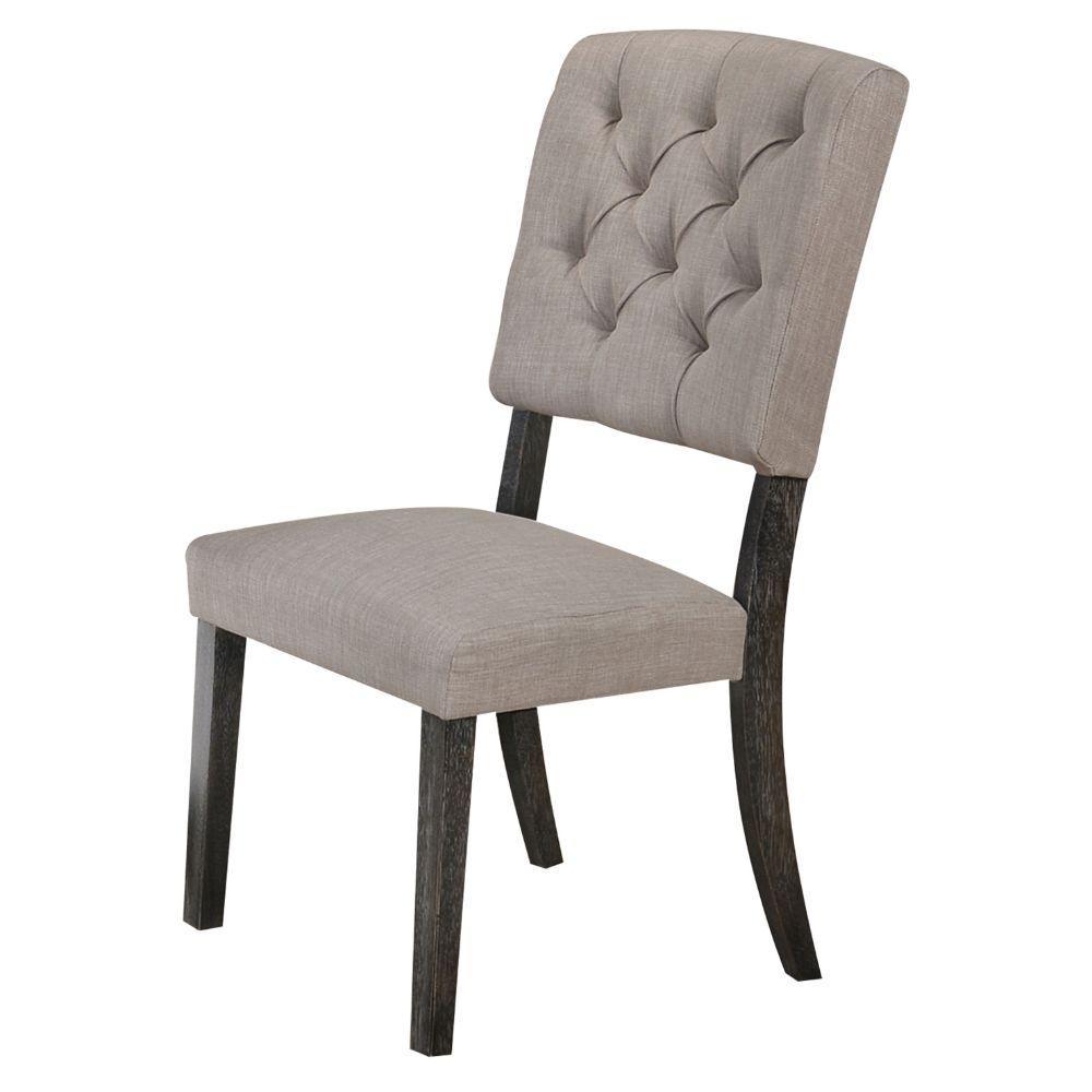 Bernard Side Chair (Set-2) Linen & Weathered Gray Oak FredCo