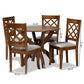 Beth Modern and Contemporary Grey Fabric Upholstered and Walnut Brown Finished Wood 5-Piece Dining Set FredCo